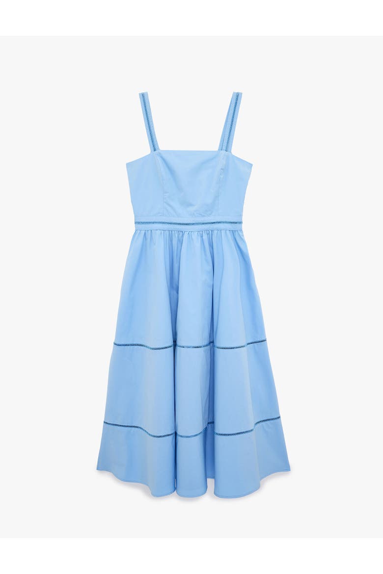 Square Neck Lace Detail Cotton Strappy Dress, Alternate, color, BLUE