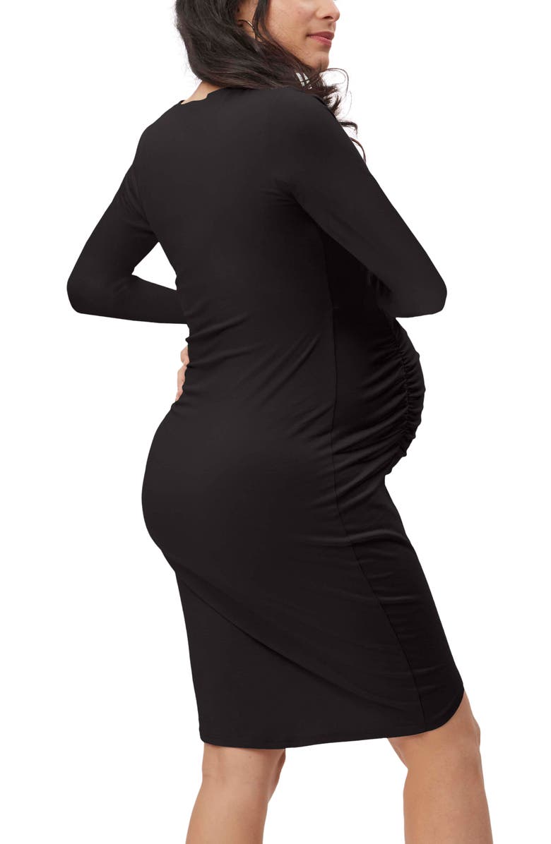 Stowaway Collection Uptown Long Sleeve Maternity Dress, Alternate, color, Black