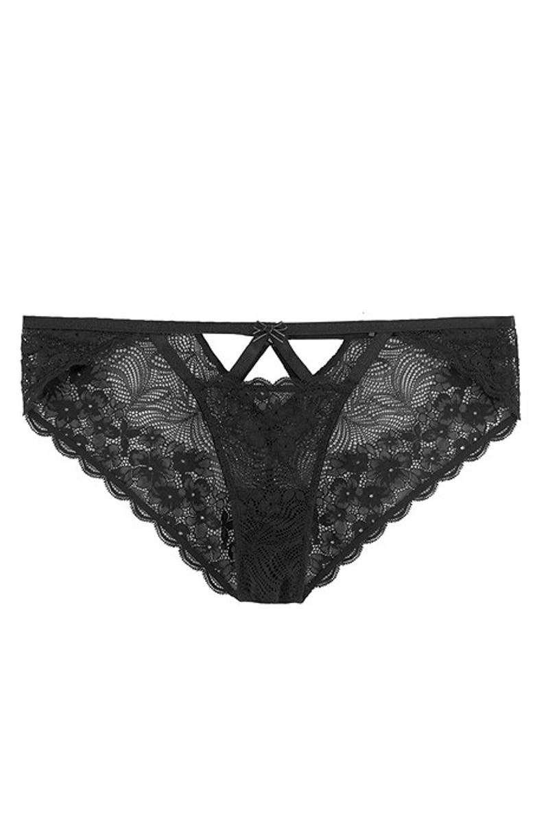 LASCANA Lace Bralette & Panty Set, Alternate, color, Black & Silver