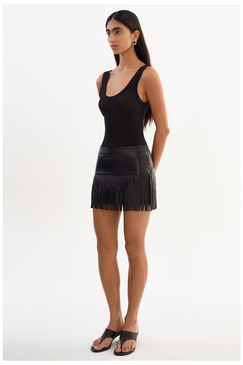 HUNTER | Leather Fringe Skirt, Alternate, color, Black