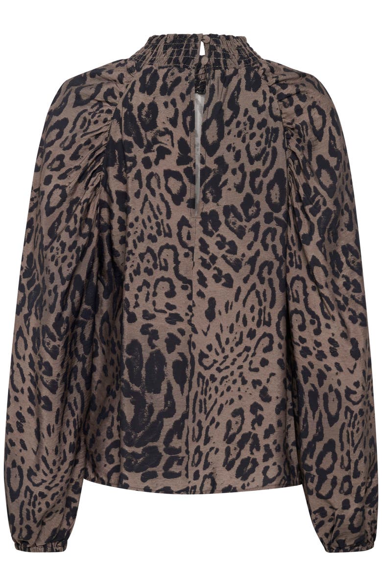 Kaffe KAjemma Puff Sleeve Print Blouse, Alternate, color, Major Brown/Black Leo