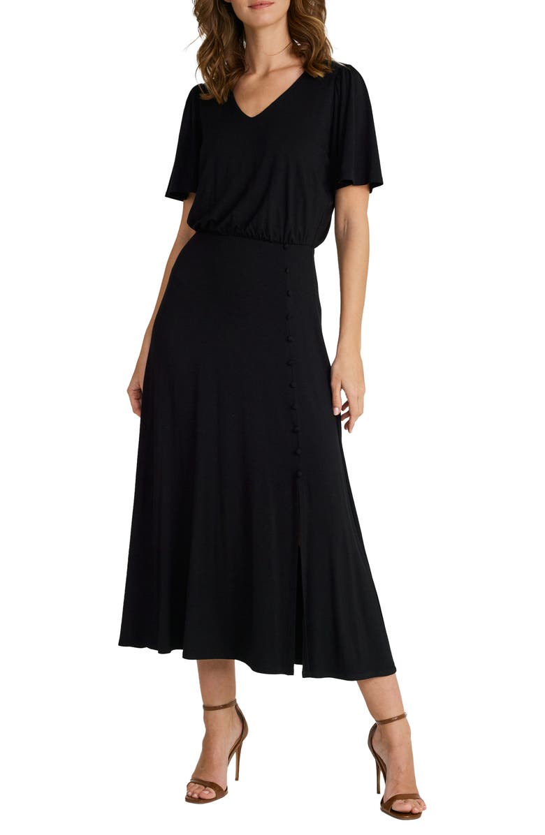 Mila Mae Button Trim Stretch Knit Maxi Dress, Main, color, 