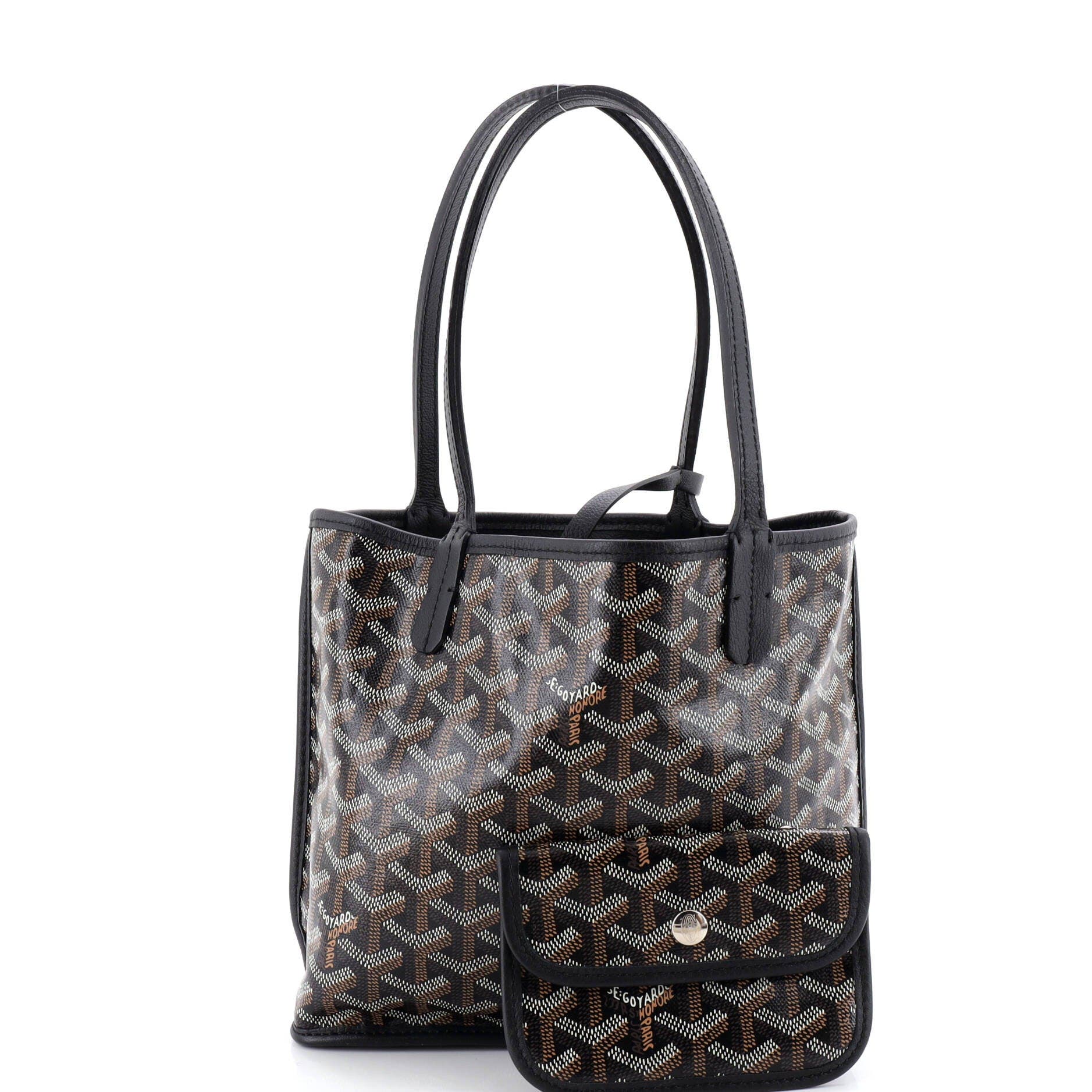 Pre-Owned Goyard Anjou Reversible Tote Coated Canvas Mini, Alternate, color, Black