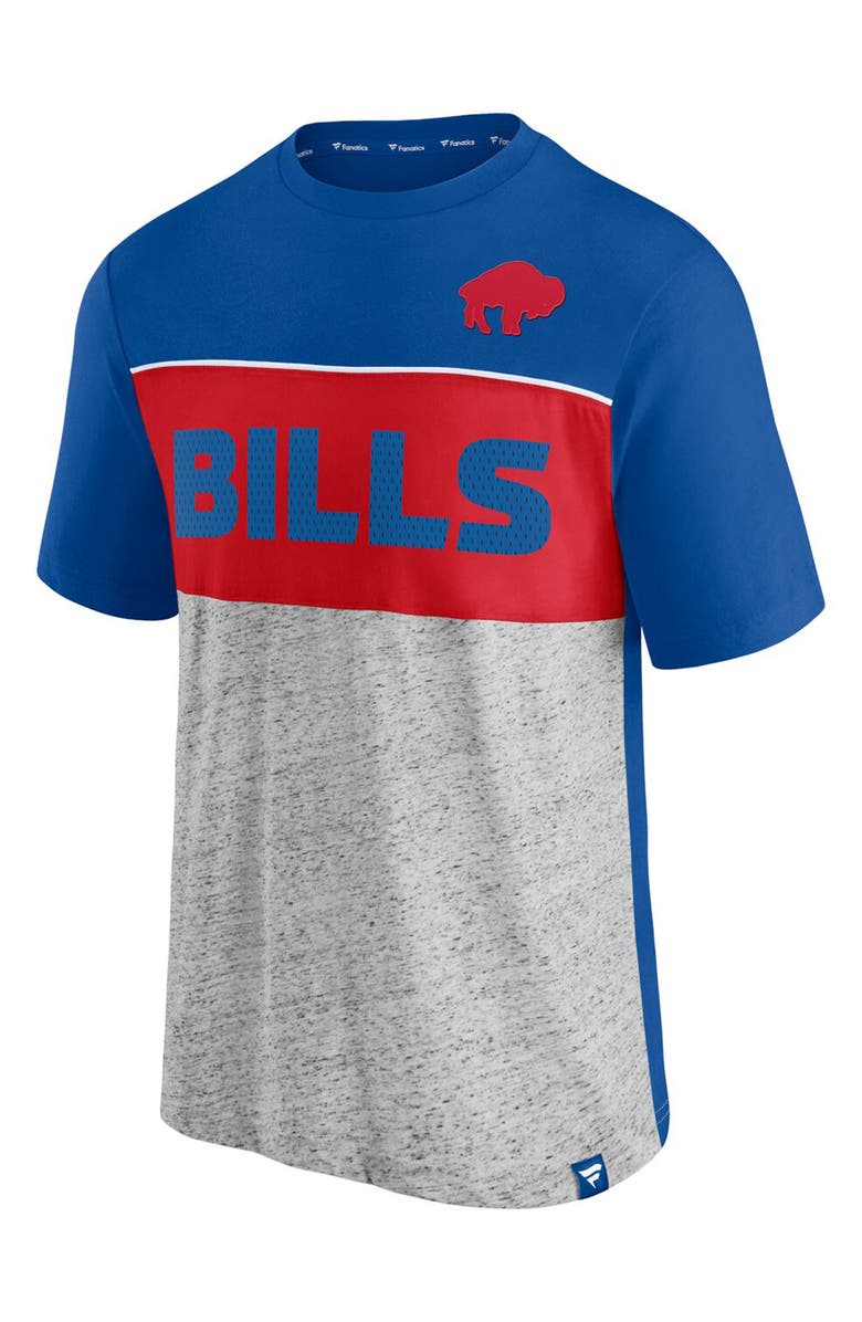 FANATICS Men's Fanatics Branded Royal/Heathered Gray Buffalo Bills Throwback Colorblock T-Shirt, Main, color, 