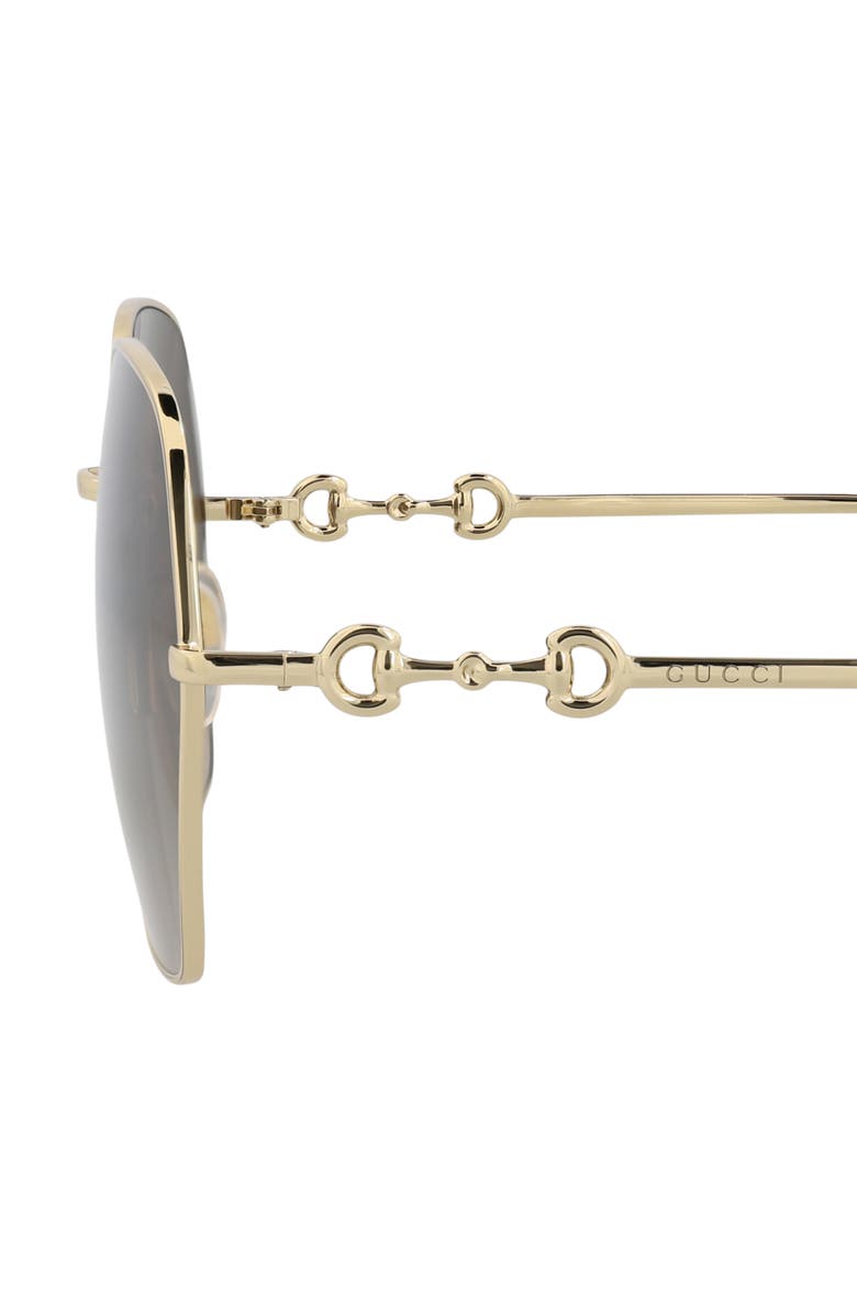 Gucci 62mm Geometric Sunglasses, Alternate, color, Gold Gold Brown