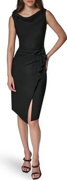 Donna Karan New York Ruffle Detail Sheath Midi Dress