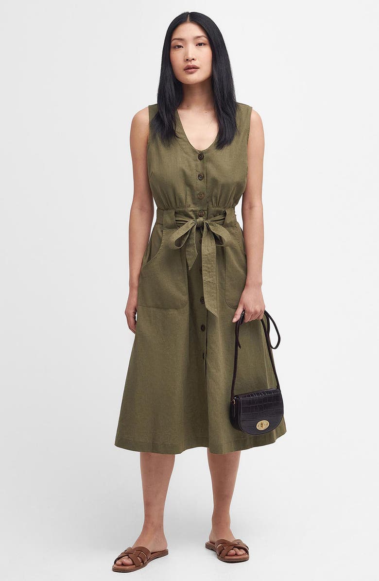 Barbour Rutherglen Cotton & Linen Midi Dress, Alternate, color, 