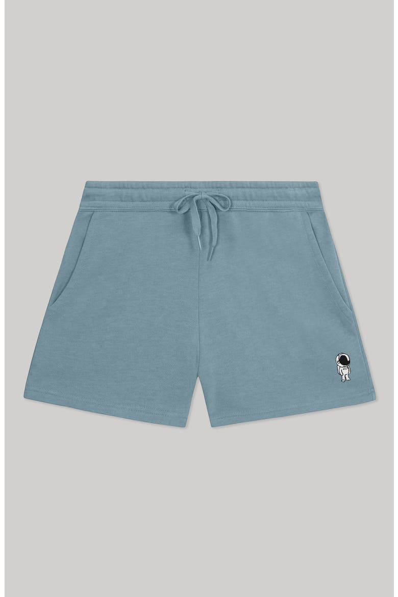 Womens Astronaut Midweight Washed Fleece Shorts, Main, color, Misty Blue