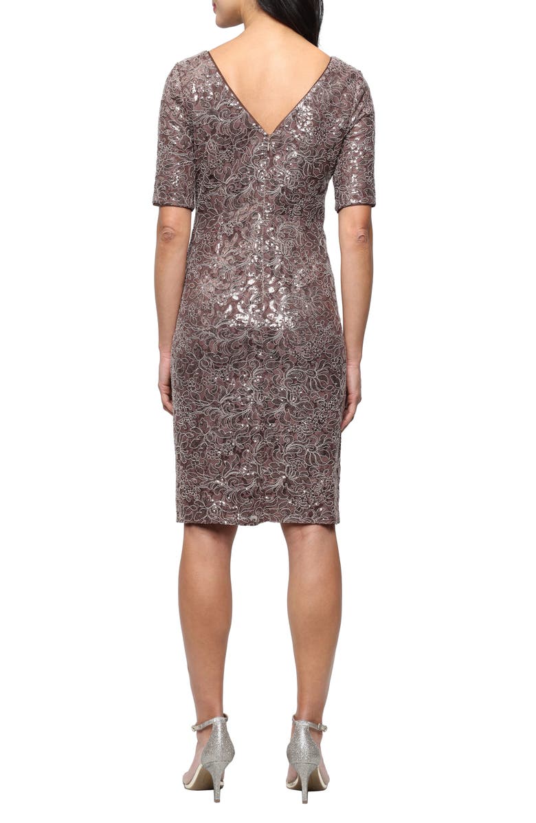 Alex Evenings Sequin Lace Sheath Cocktail Dress, Alternate, color,