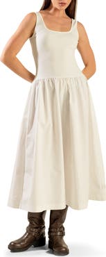 FREEMARKET Sleeveless Mixed Media Maxi Dress