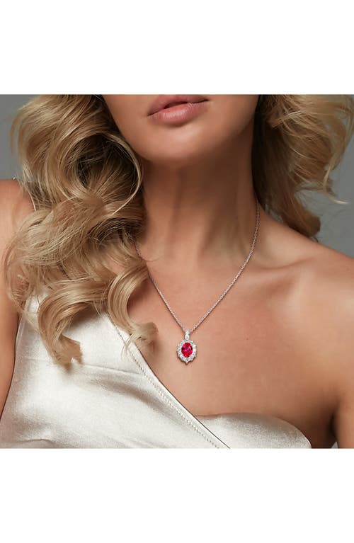 Delmar Diamond & Lab Created Ruby Pendant Necklace In Red