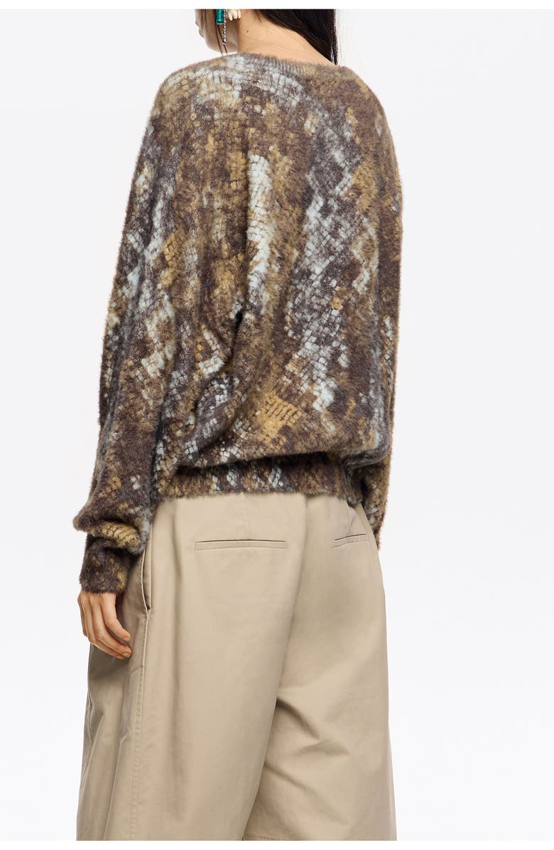 Bimba y Lola Snake Fur Balloon Sweater, Alternate, color, Snake Khaki