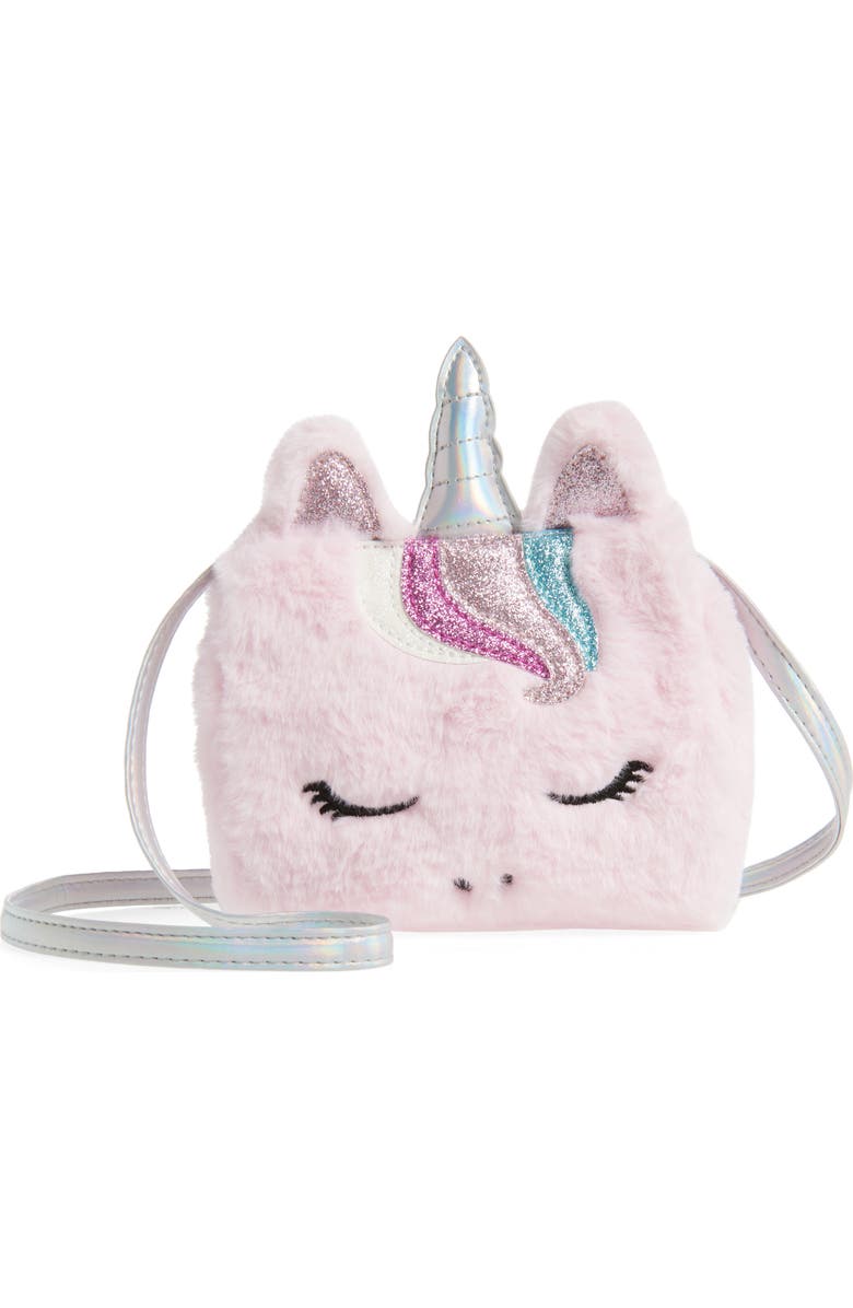 Capelli New York Kids' Faux Fur Unicorn Bag, Main, color, Pink Combo