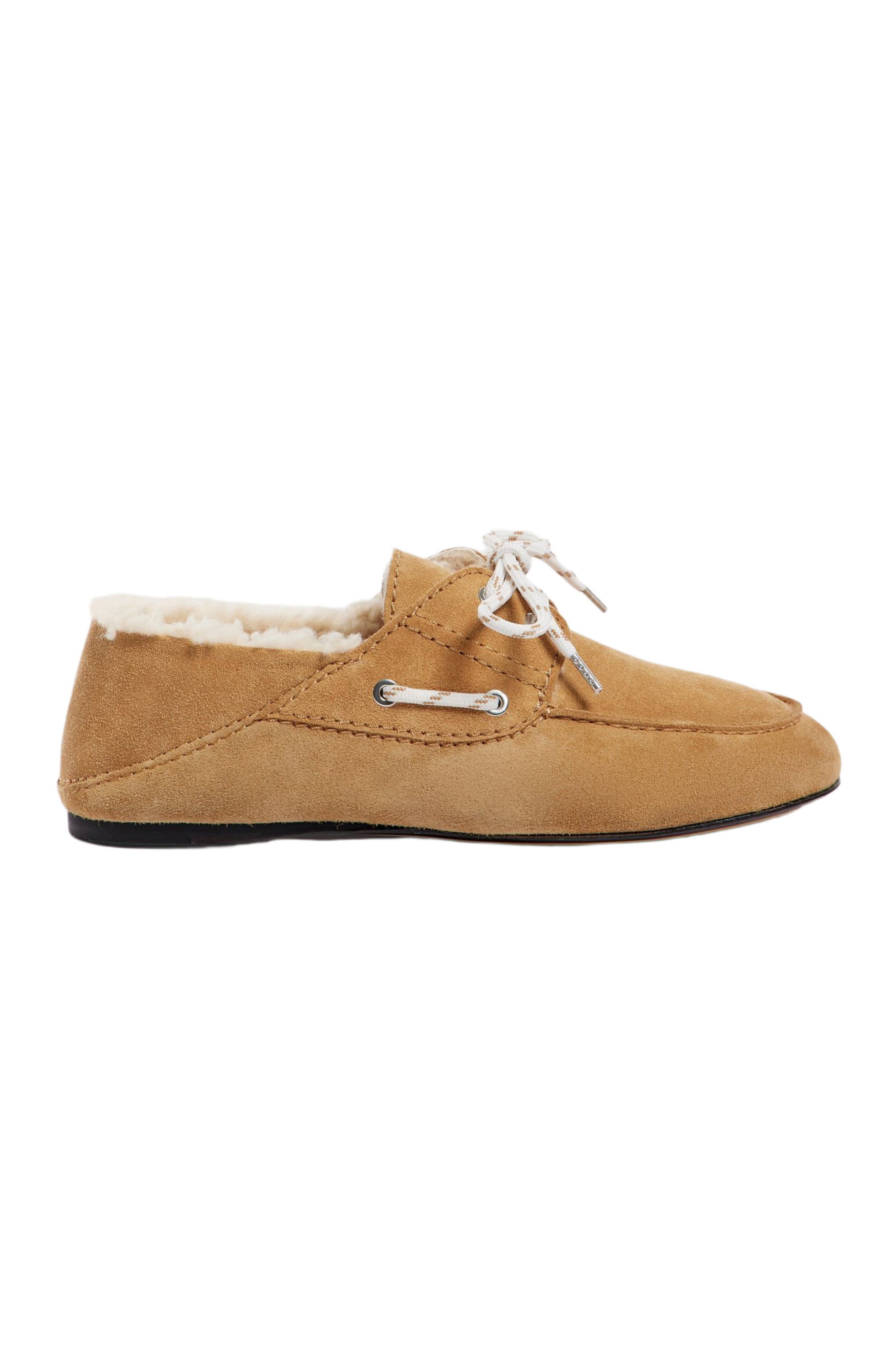 Shearling boat shoes, Main, color, Camel