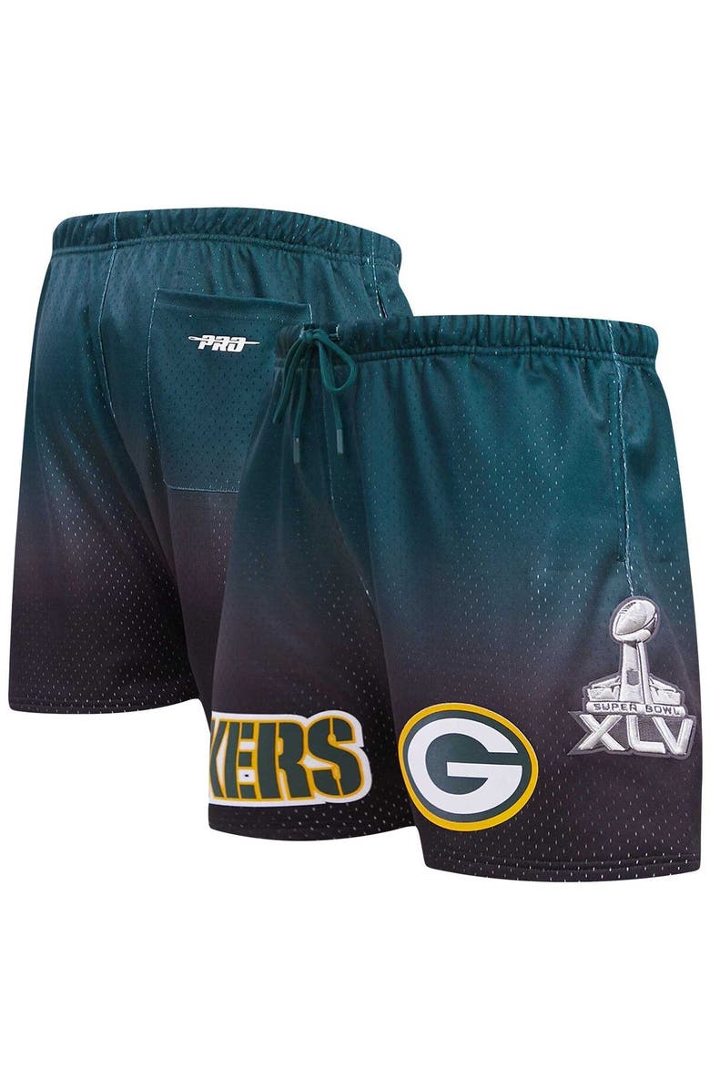 PRO STANDARD Men's Pro Standard Black/Green Green Bay Packers Ombre Mesh Shorts, Main, color, Black