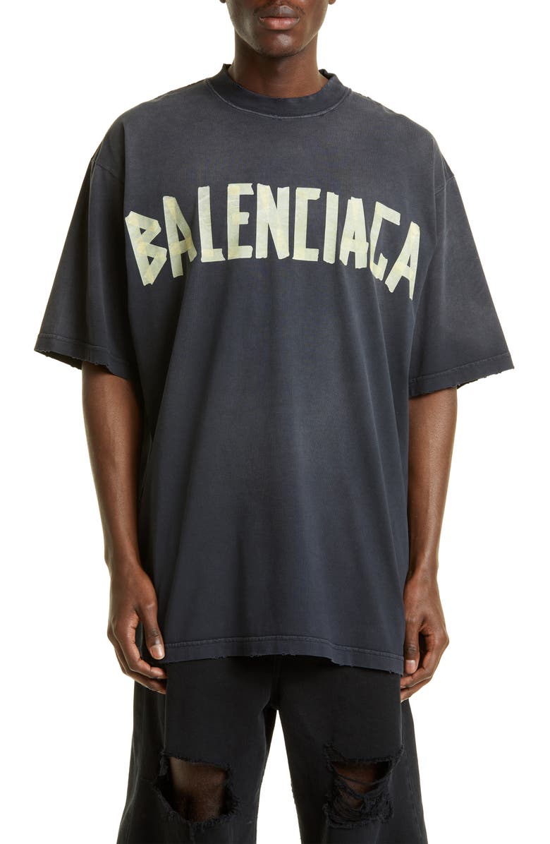 Balenciaga Tape Logo Cotton Graphic T-Shirt, Main, color, 