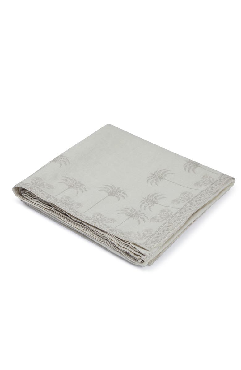 MAJKA La Fortuna Palms Tablecloths, Main, color, Seashell & Dunes - 62" X 120"
