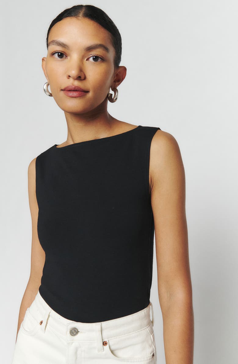 Reformation Dusk Stretch Knit Top, Alternate, color, Black