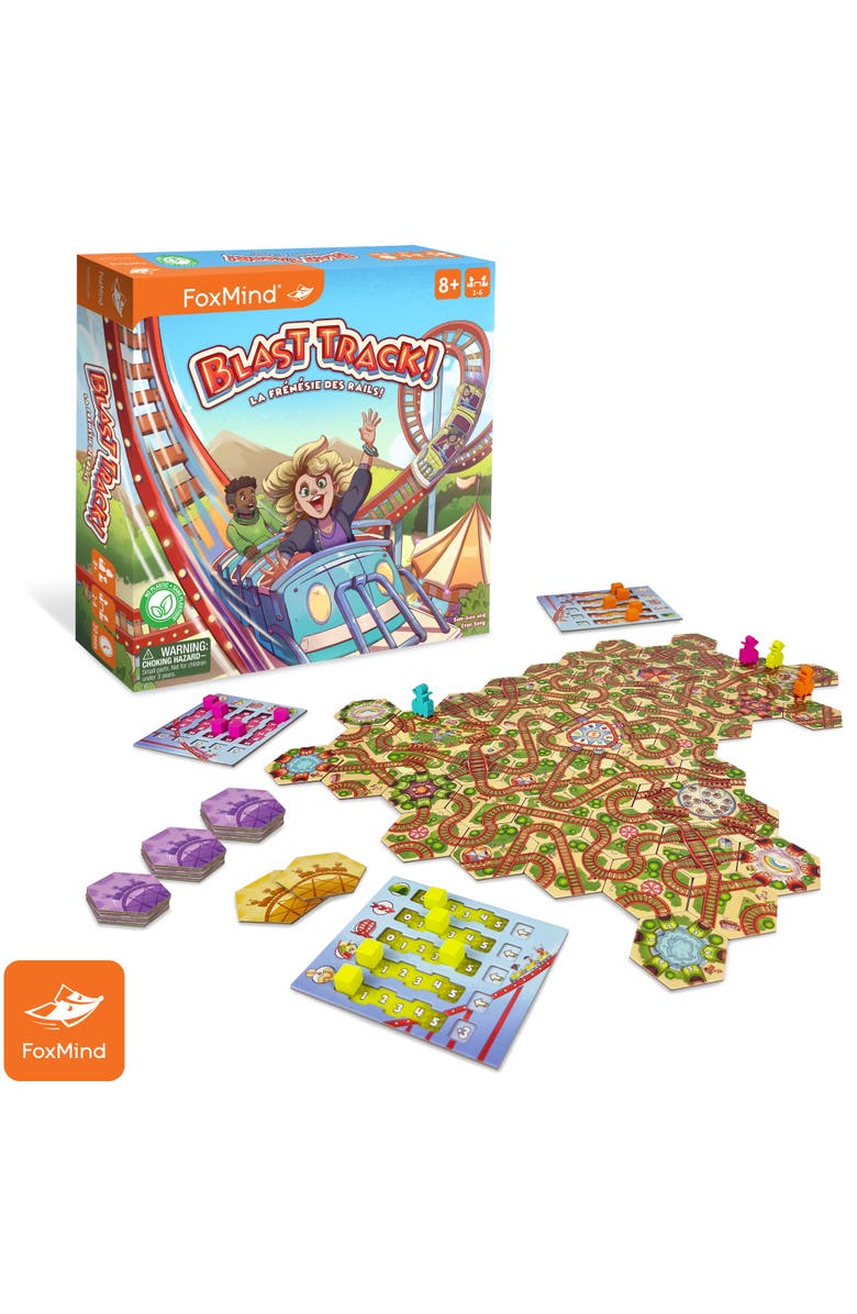 FoxMind Blast Track Tile Laying Board Game, Alternate, color, Multicolored