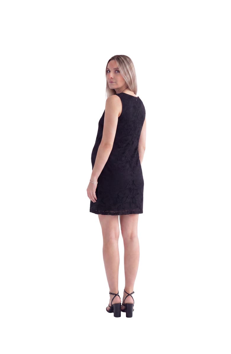 24seven Comfort Apparel Maternity Elevate Lace Sleeveless Boat Neck Mini Shift Dress, Alternate, color,