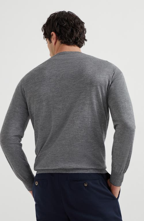 Brunello Cucinelli Ribbed Crew Neck Sweater With Long Sleeves In Gray