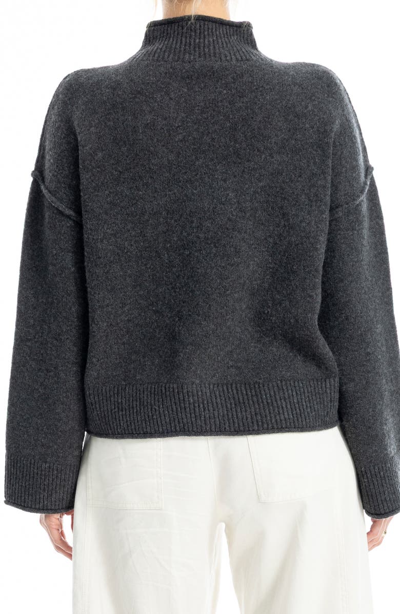MAX STUDIO Exposed Seam Turtleneck Sweater, Alternate, color, Heather Charcoal