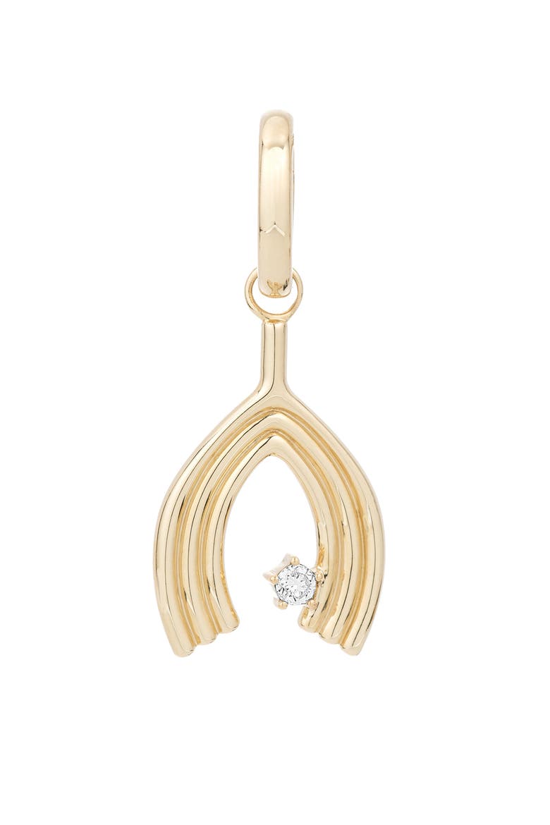 Wishbone Charm, Main, color, 14K YELLOW GOLD