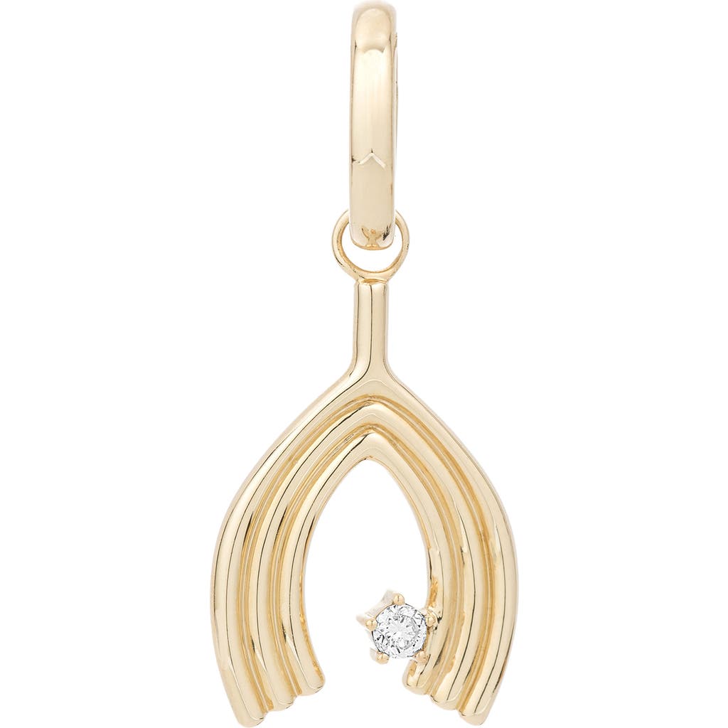 Adina Reyter 14k Yellow Gold Groovy Diamond Wishbone Pendant In Gold