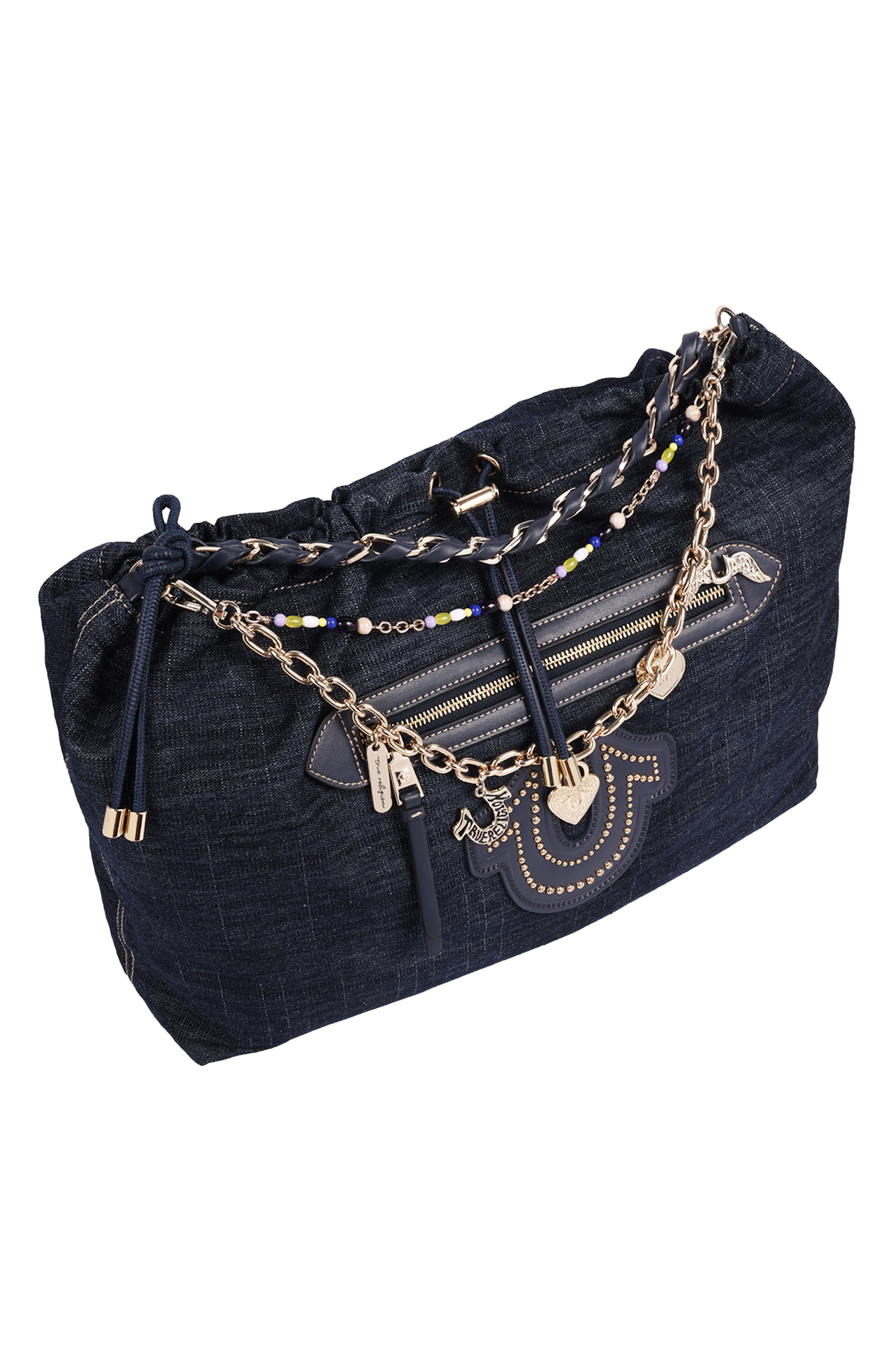 Vintage Chain Denim Hobo, Alternate, color, DARK DENIM