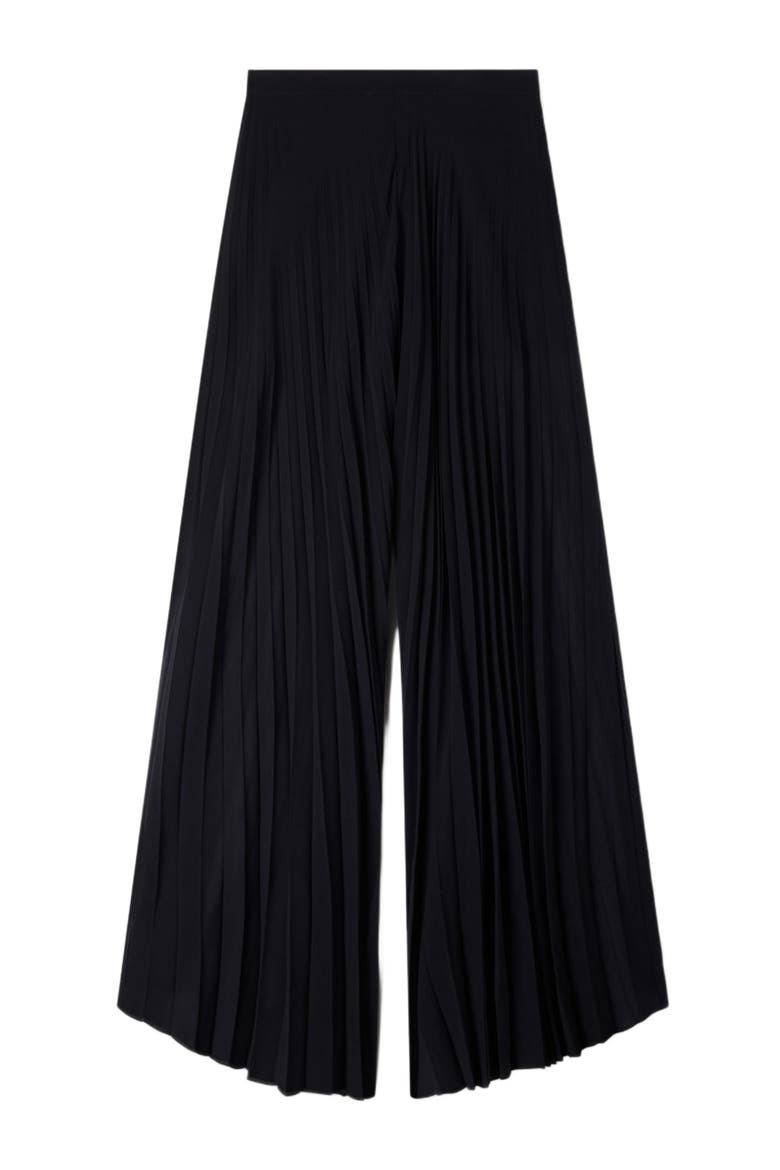 Pleated wide-leg trousers, Alternate, color, Black