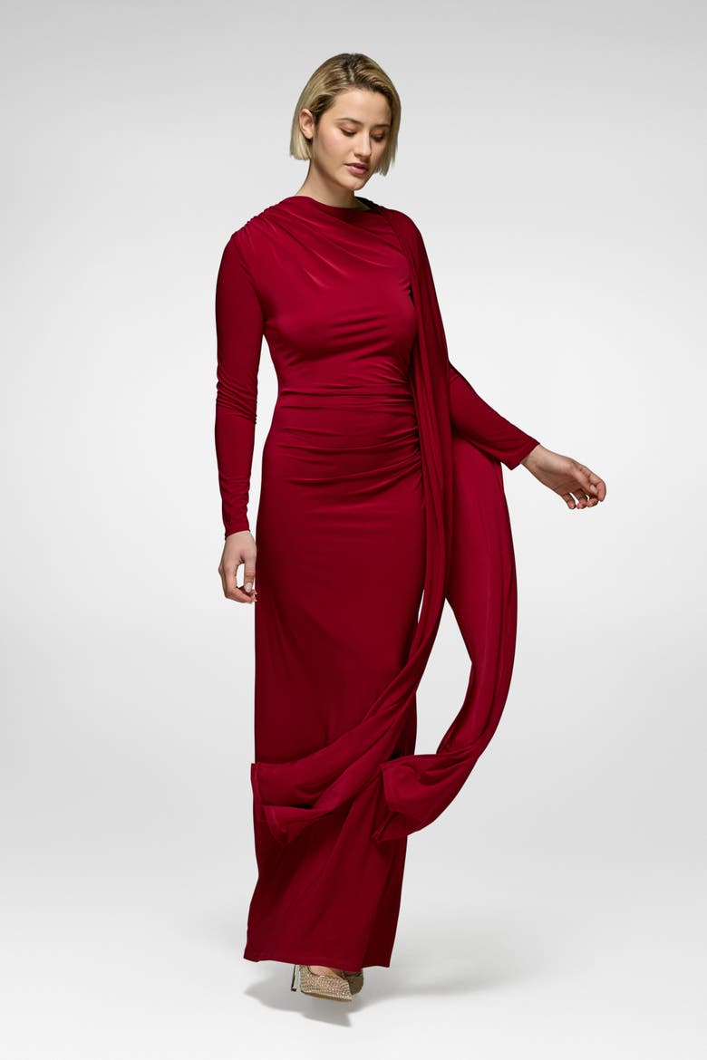 Cape Dress, Alternate, color, Wine
