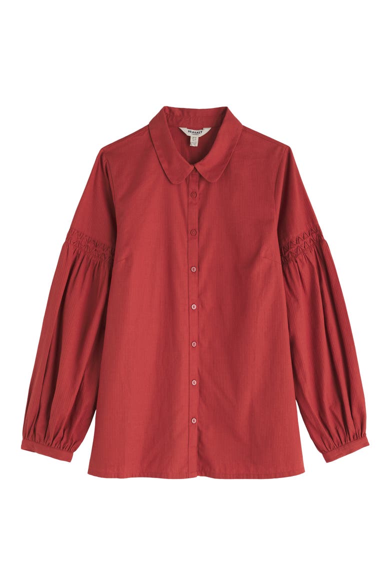 Sapling Organic Cotton Button-Up Shirt, Alternate, color, DEEP RUST