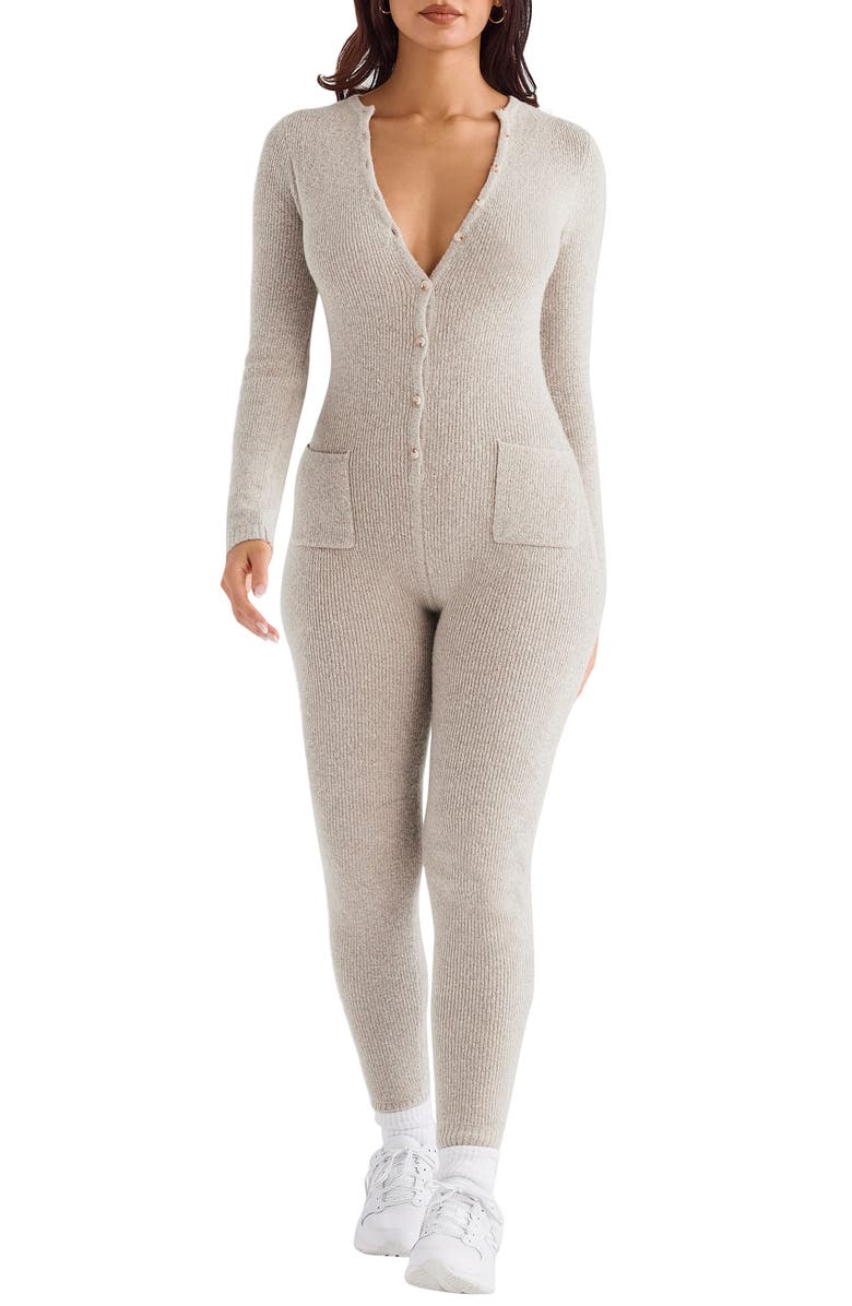 HOUSE OF CB Tiggy Ribbed Lounge Jumpsuit, Main, color, 