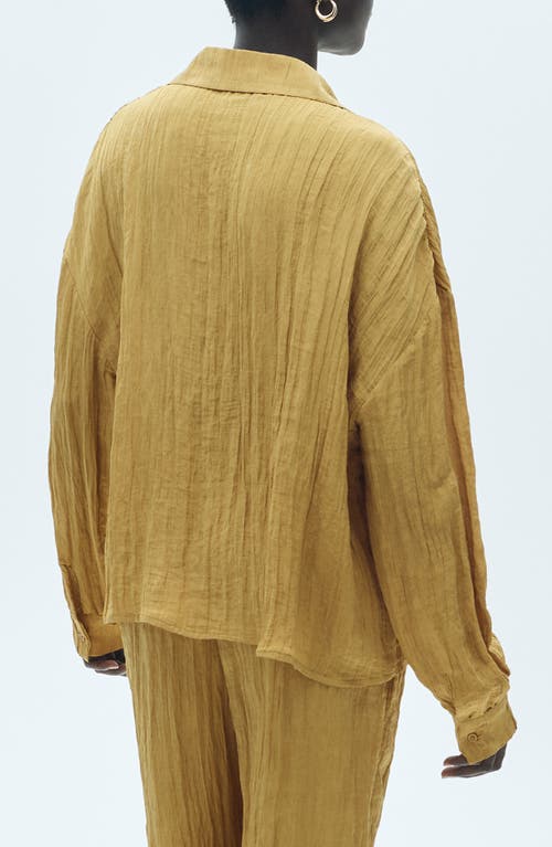 Mango Textured Button-up Shirt In Mustard