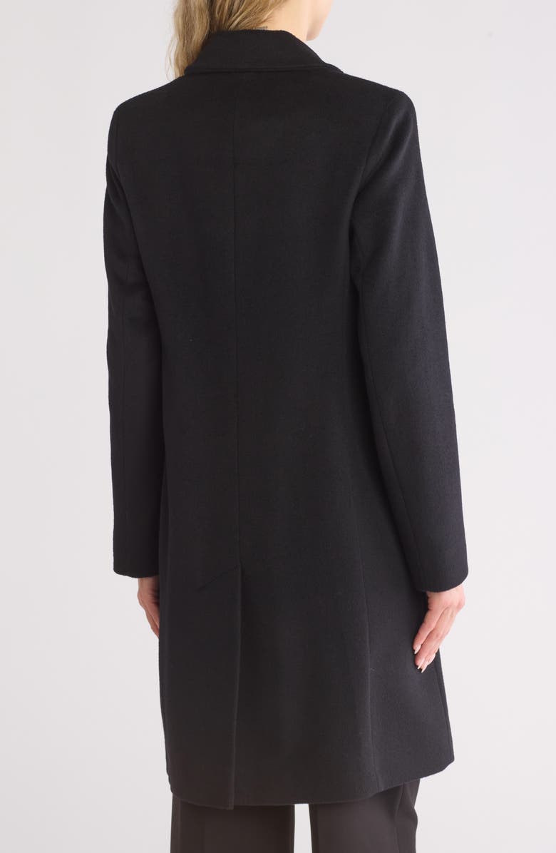 Fleurette Notch Lapel Wool Blend Coat, Alternate, color, Black