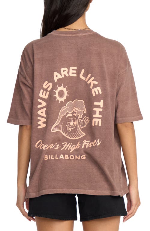 Billabong The Great Waves Oversize Cotton Graphic T-shirt In Brown