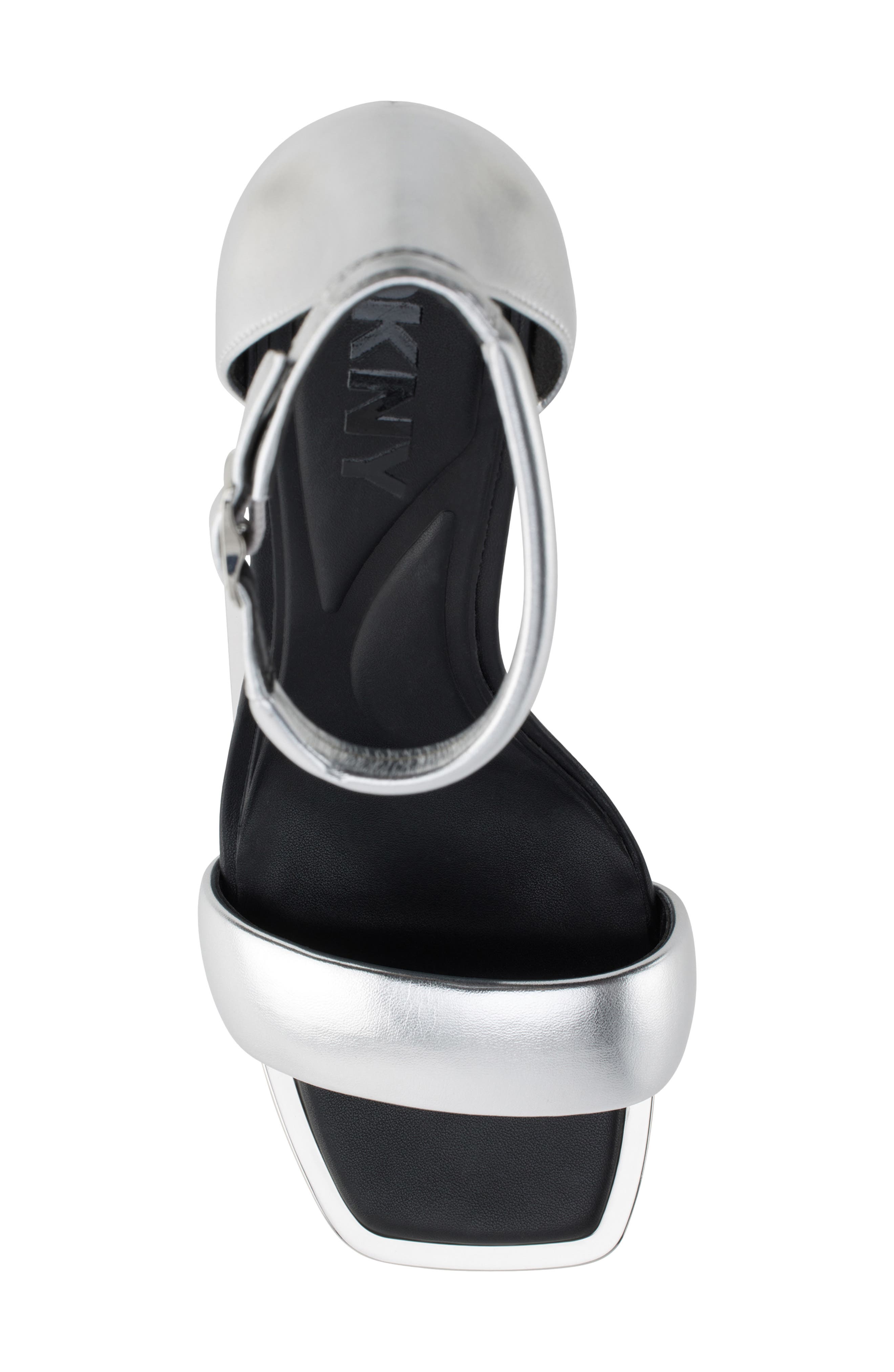 DKNY Scarla Ankle Strap Sandal, Alternate, color, Silver