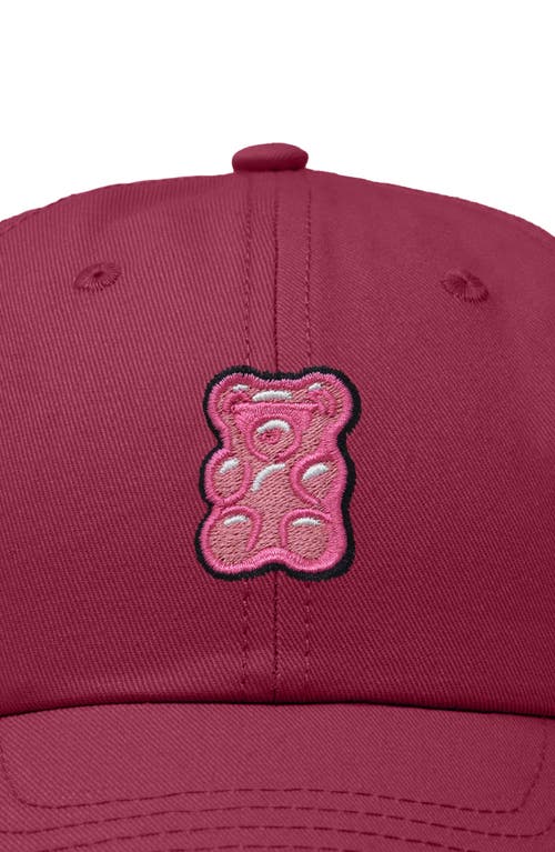 Dalix Pink Gummy Embroidered Casual Cap In Maroon