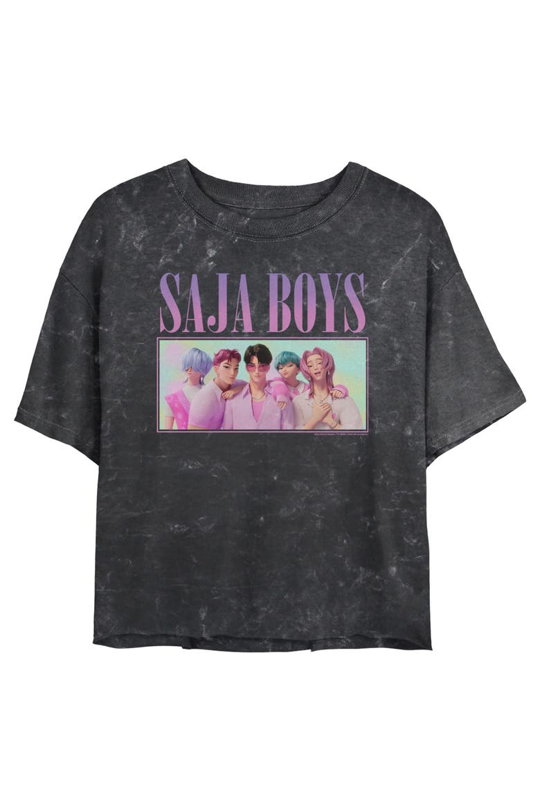 Junior's KPop Demon Hunters Saja Boys and Depry  Graphic T-Shirt, Main, color, Black: Boys Portrait