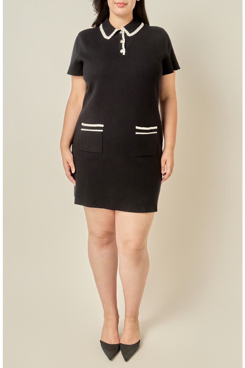 Scallop Detail Dress, Main, color, BLACK/ WHITE