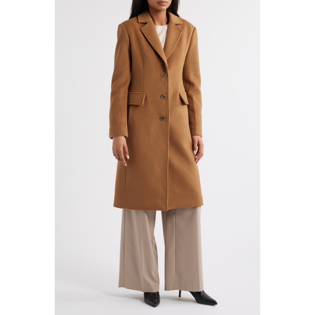Michael Kors Fitted Longline Coat In Brown