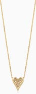 Oradina 14K Yellow Gold Radiant Diamond Heart Pendant Necklace
