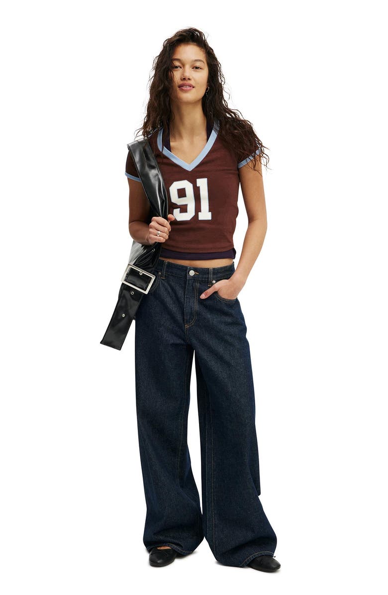 Cotton On Women's V Neck Retro Baby Graphic Tee, Alternate, color, 91  Brandy Brown