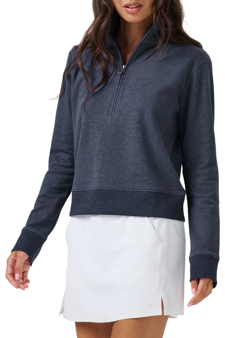 Cloud Half Zip Pullover, Alternate, color, HEATHER NAVY BLAZER