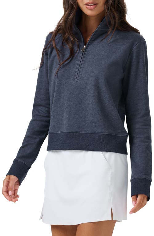 Travismathew Cloud Half Zip Pullover In Heather Navy Blazer