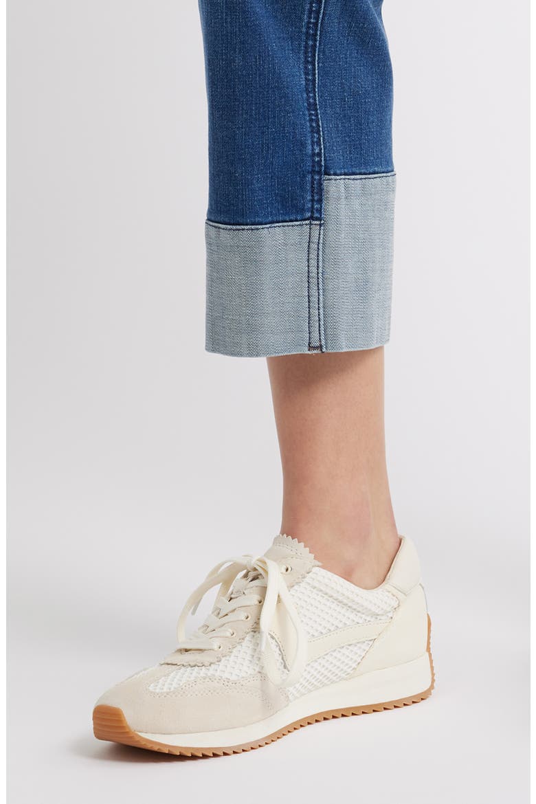 High Waist Cuff Hem Jeans, Alternate, color, BLUE
