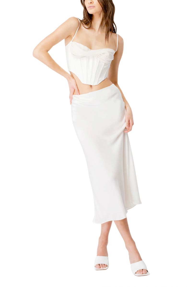 Bardot Draped Corset Bustier Top, Alternate, color,