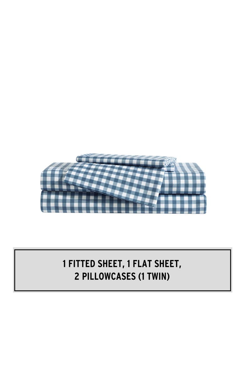 Preston Check Twin X-Long Sheet Set, Alternate, color, DARK BLUE