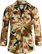 Anne Klein Shirred Button-Up Top