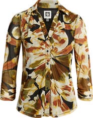 Anne Klein Shirred Button-Up Top